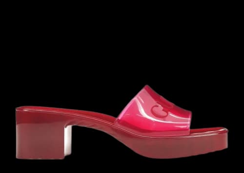 Gucci 60mm Slide Sandal Hibiscus Red Rubber