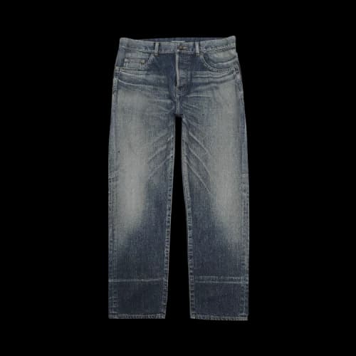 Saint Laurent High Waisted Straight Jeans 'Dirty Winter Blue'