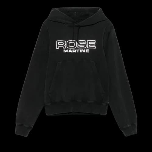 Martine Rose Shrunken Hoodie 'Black Washed/Rose Outline'