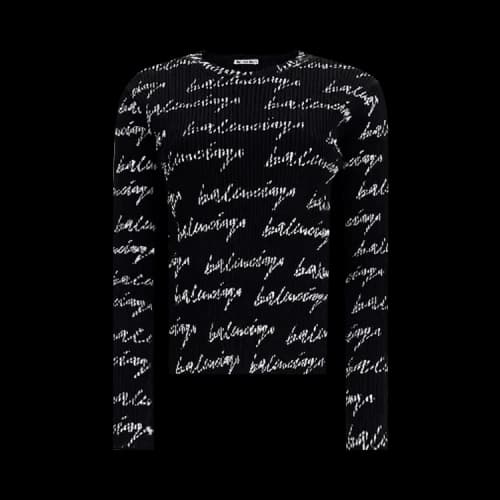 Balenciaga Rib All Over Logo Sweater 'Black/White'