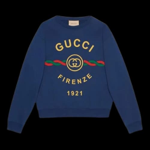 GUCCI Cotton Gucci Firenze 1921 sweatshirt 'Blue'