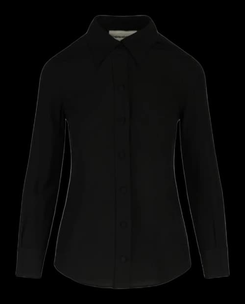 Gucci Embroidered Logo Long Sleeve Blouse Black