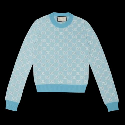 Gucci GG Cotton Wool Piquet Knit 'Light Blue'