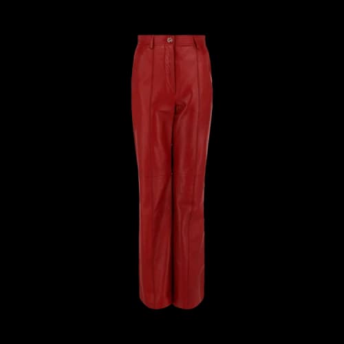 Gucci Leather Pleated Flared Pants Red