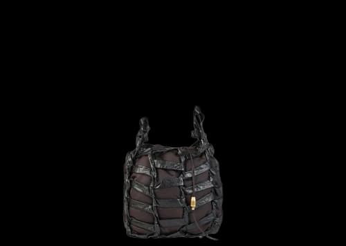 Bottega Veneta Leather Tape Shoulder Bag Black/Gold