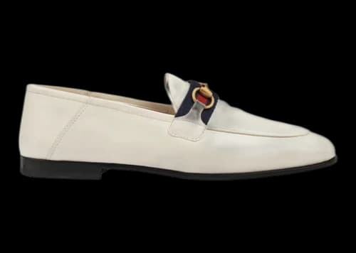 Gucci Slip On Loafer with Web White Leather
