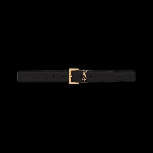 Saint Laurent Cassandre Belt With Square Buckle 'Noir'