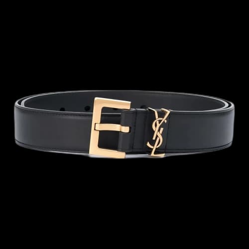 Saint Laurent Monogram Square Buckle Belt Black