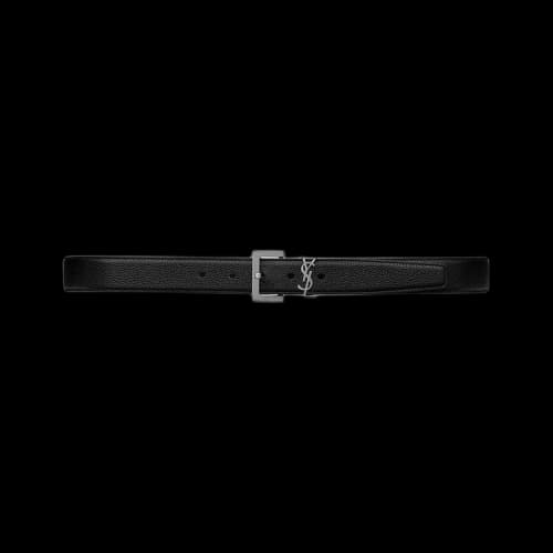 Saint Laurent Metal Logo Grain Leather Belt 'Nero'