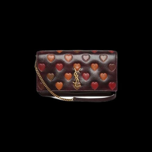 Saint Laurent Croc-Embossed Monogram Phone Holder 'Vintage Mahogany/Umbra'