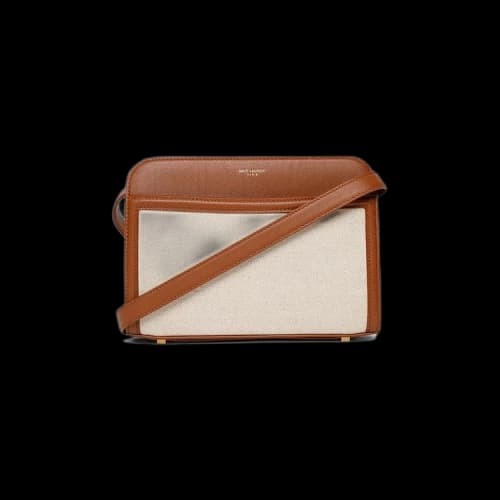 Saint Laurent Linen Reversed Camera Bag 'Greggio/Brick'