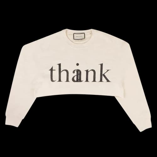 Gucci Cropped Think/Thank Crewneck Sweatshirt 'Cream'