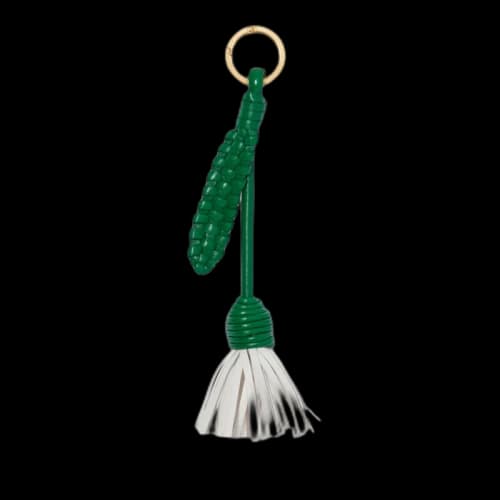 Bottega Veneta Leather Keychain White/Yellow