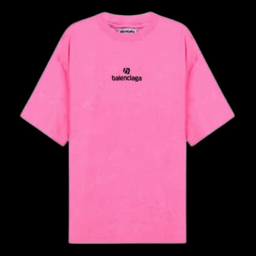 Balenciaga SS21 Embroidery Round Neck Pink