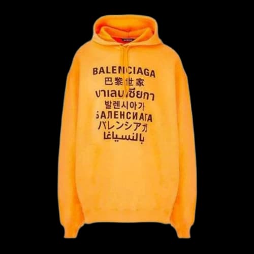 Balenciaga Languages Logo Hoodie 'Orange Black'