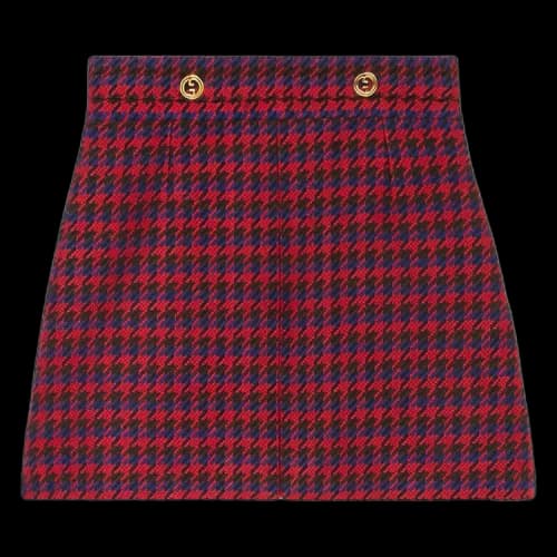 Gucci Houndstooth Pleated Mini Skirt Blue