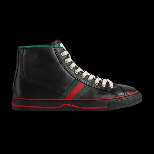 Gucci 1977 Leather High Top Sneaker Black Green Red