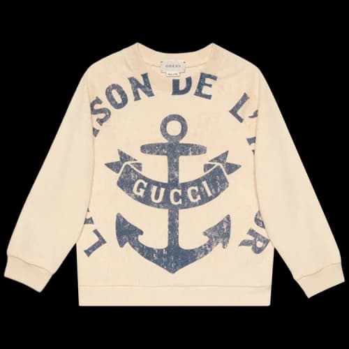 Gucci Kids Anchor Print Raglan Sweater 'Beige'