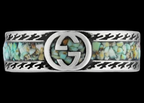 Gucci Ring With Interlocking G Silver/Brown/Turquoise