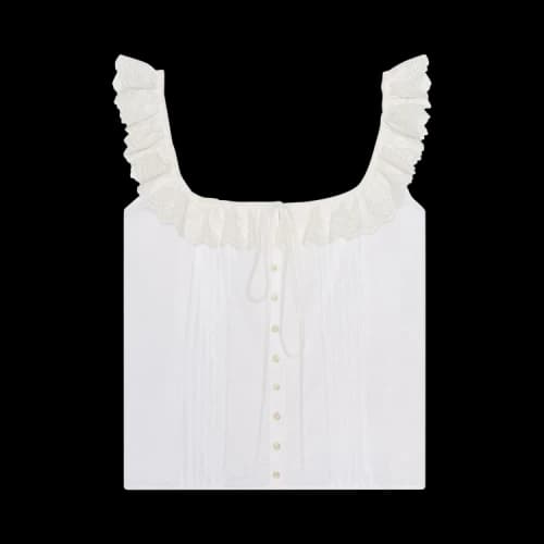 Saint Laurent Broderie Anglaise Tank Top 'Blanc'