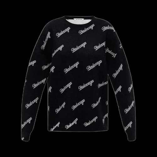Balenciaga Script Logo Crewneck 'Black/White'