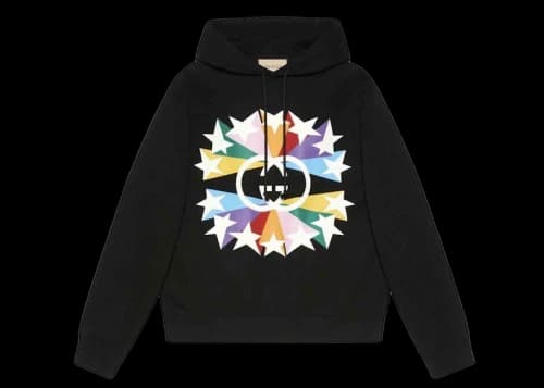 Gucci Interlocking G Graphic-Print Hoodie Black/Multicolor