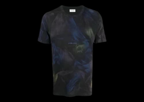 Saint Laurent Tie Dye Rive Gauche Devore T-Shirt Black