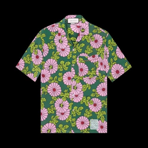 Gucci x Ken Scott Print Silk Bowling Shirt 'Pink/Green'