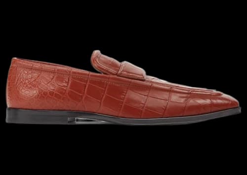 Bottega Veneta Croc-Effect Leather Loafer Brown
