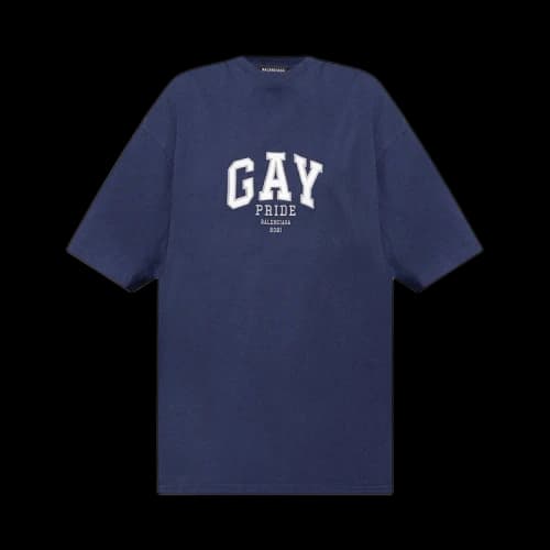 Balenciaga Women's Pride 2021 Boxy Fit T-Shirt Navy/White/Grey