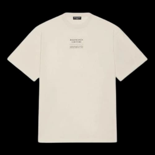 Balenciaga FW21 Couture Boxy Alphabet Printing Round Neck Pullover Short Sleeve Beige