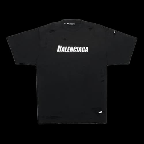 Balenciaga SS21 Alphabet Printing Pattern Hole Round Neck Short Sleeve Black