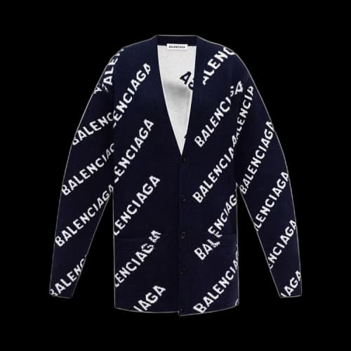 Balenciaga Diagonal Monogram Logo Cardigan 'Navy/White'