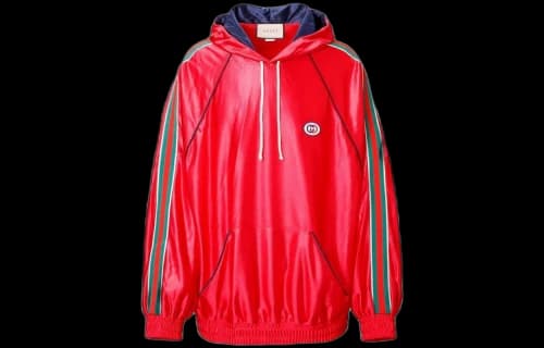 Gucci Shiny Jersey Hooded Sweatshirt With Web 'Red'