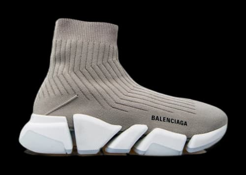 Balenciaga Speed Trainer Rib-Knit Light Gray