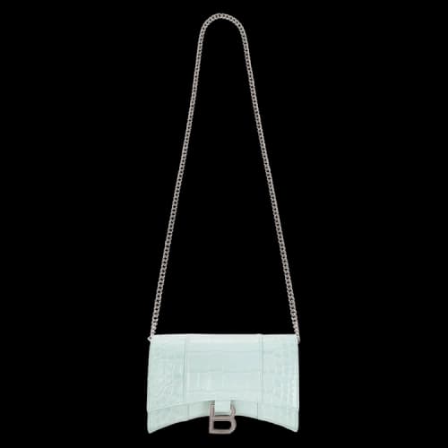 Balenciaga Hourglass Wallet With Chain 'Light Blue'