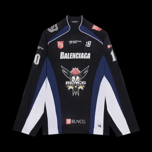 Balenciaga Long-Sleeve Hockey Shirt 'Black/Ink/White'