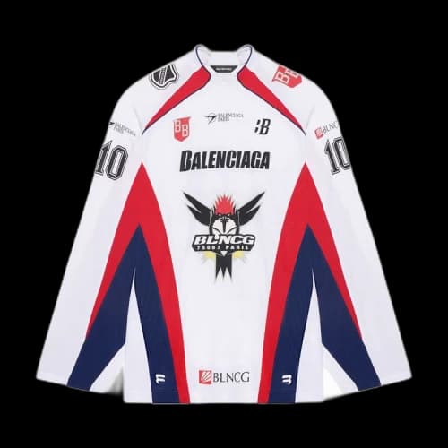 Balenciaga Long-Sleeve Hockey T-Shirt 'White/Red/Ink'