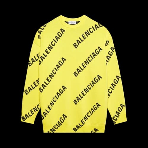 Balenciaga Allover Logo Crewneck 'Yellow/Black'