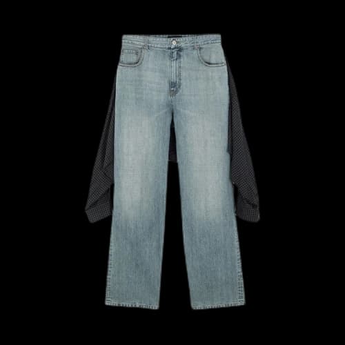 Balenciaga Hybrid Shirt Boyfriend Jeans 'Blue/White Stripe'