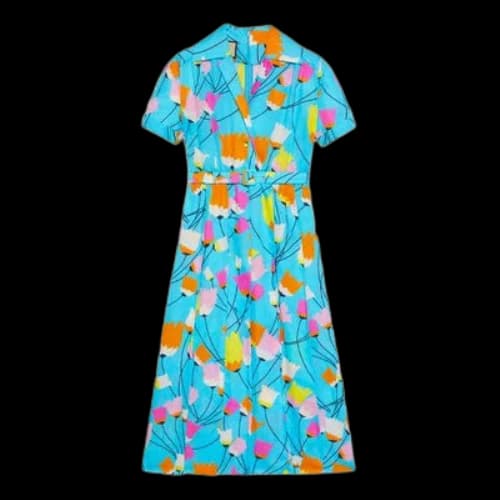 Gucci Tulip print pleated dress 'Blue' (Women's)