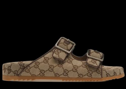 Gucci Strap Slide Sandal Beige Canvas