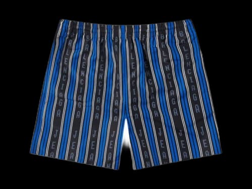 Balenciaga Logo Striped Swim Short Black/Blue