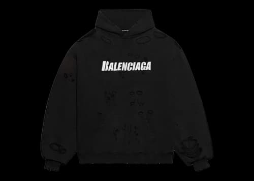 Balenciaga Caps Destroyed Oversize Fit Hoodie Black/White