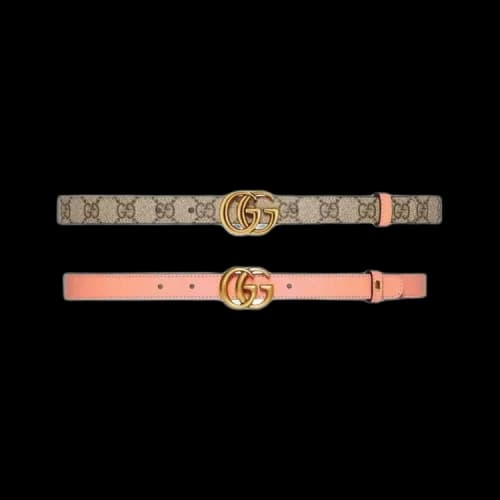 Gucci GG Marmont Reversible Thin Belt 'Beige/Pink'