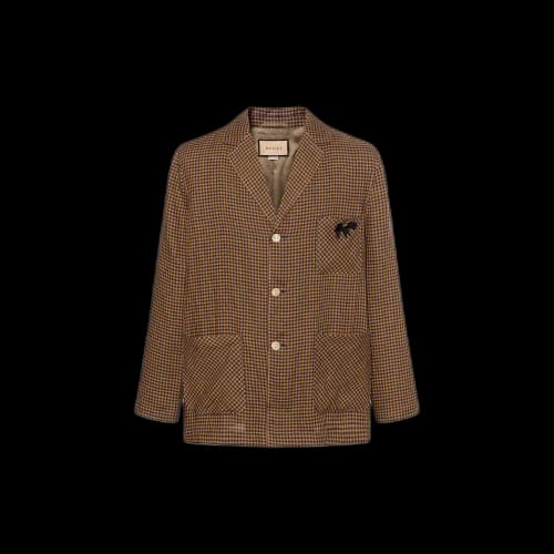 Gucci GG Bow Check Blazer 'Brown'