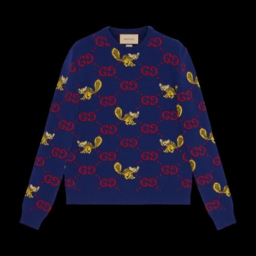 Gucci Freya Hartas Gg Animal Wool Sweater 'Ink'