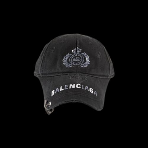 Balenciaga BB Laurel Destroyed Piercing Cap 'Black/White'