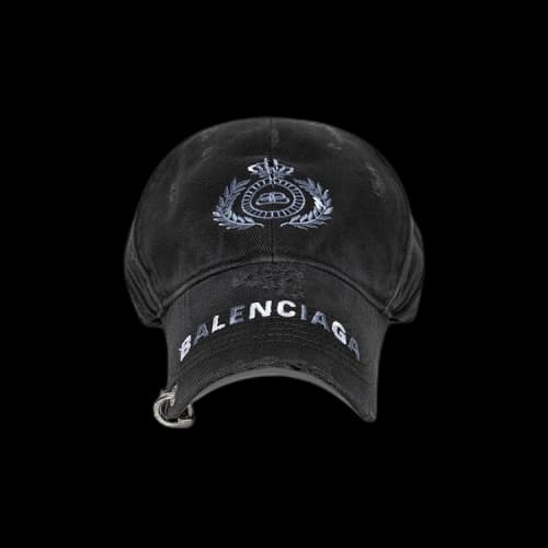 Balenciaga Destroyed BB Pierced Cap 'Black/White'