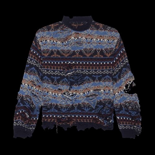 Balenciaga Ripped Sweater 'Navy/Multicolor'